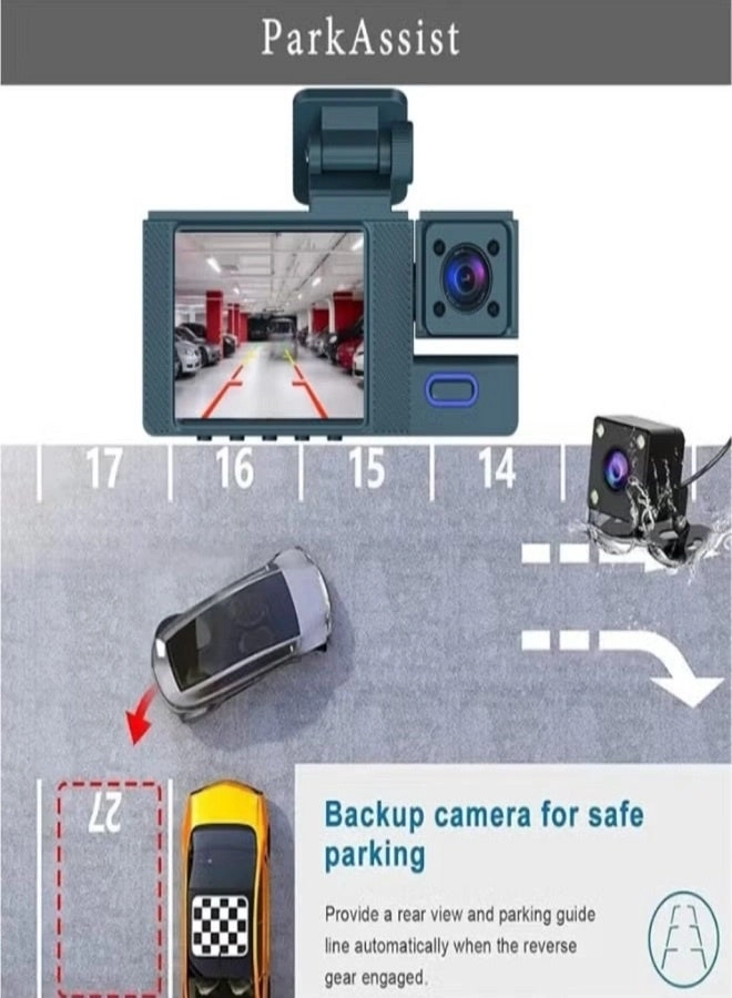 3-Lens Dash Cam - 1080p