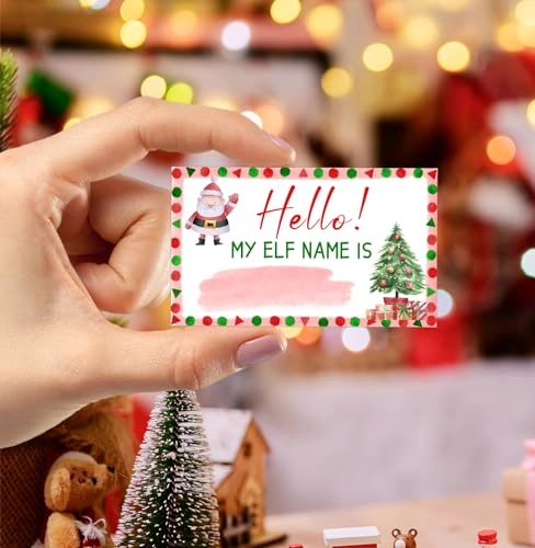 What's Your ELF Name Game - 30 name tag stickers and a sign
