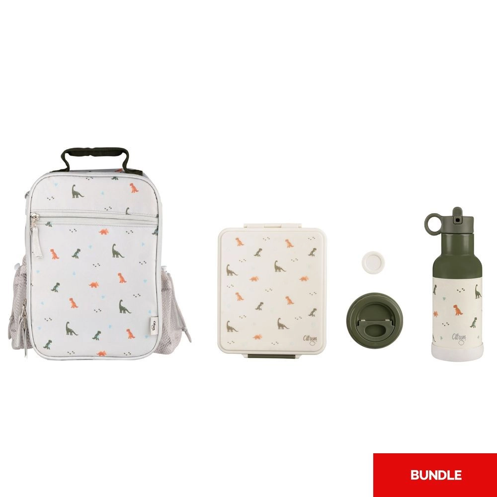 Citron Insulated Lunchbag Backpack + Ss Water Bottle + Grand Lunchbox - Dino