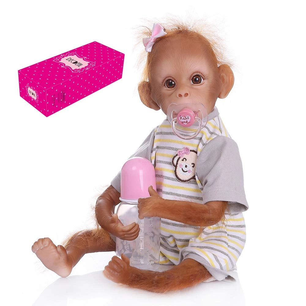 Lixada Baby Monkey Doll - 16 inch 40 cm Yellow Stripe T-shirt