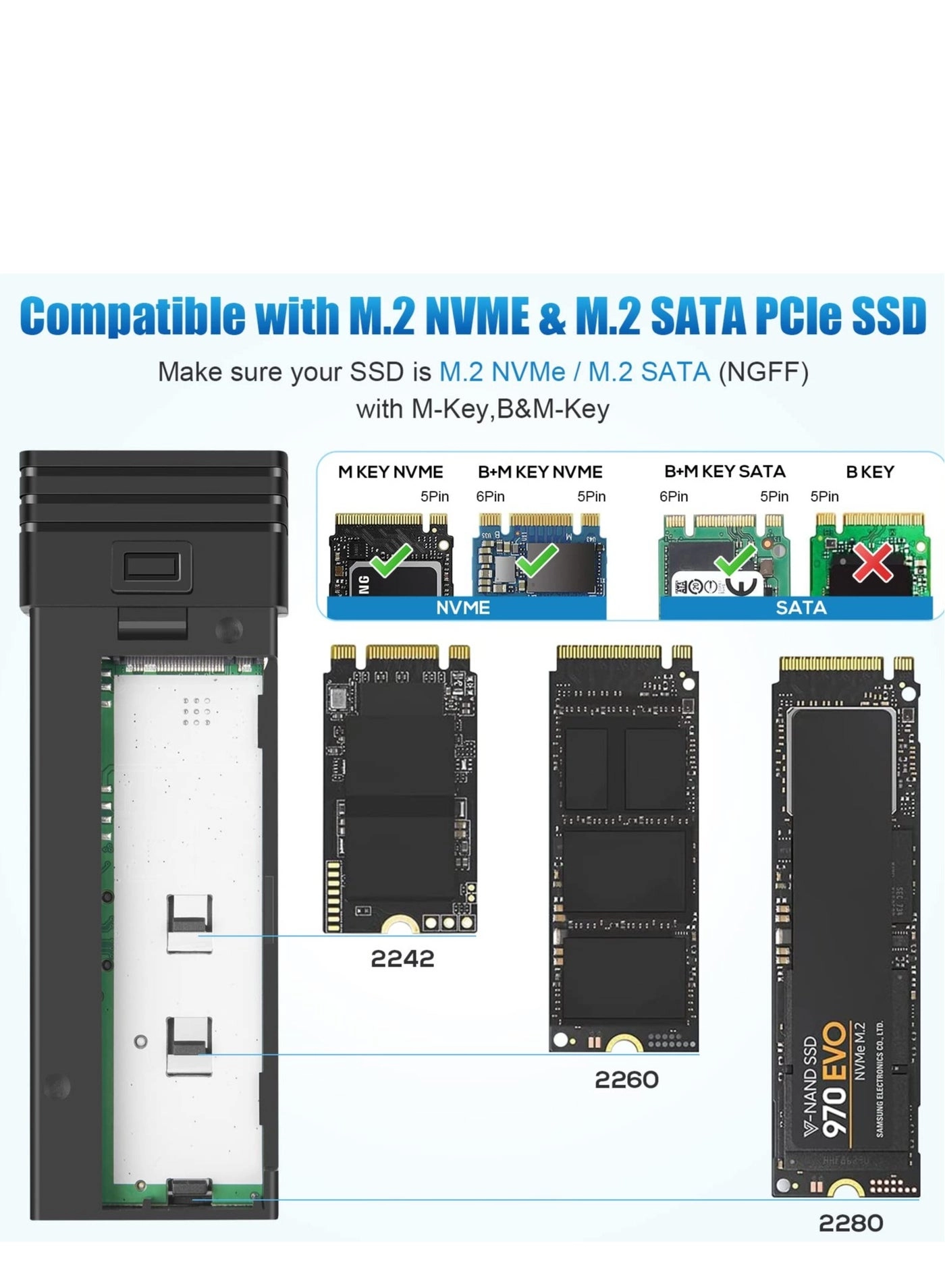 USB C Hub - 100W PD3.0 M.2 NVMe/SATA 10Gbps 4K@30Hz HDMI