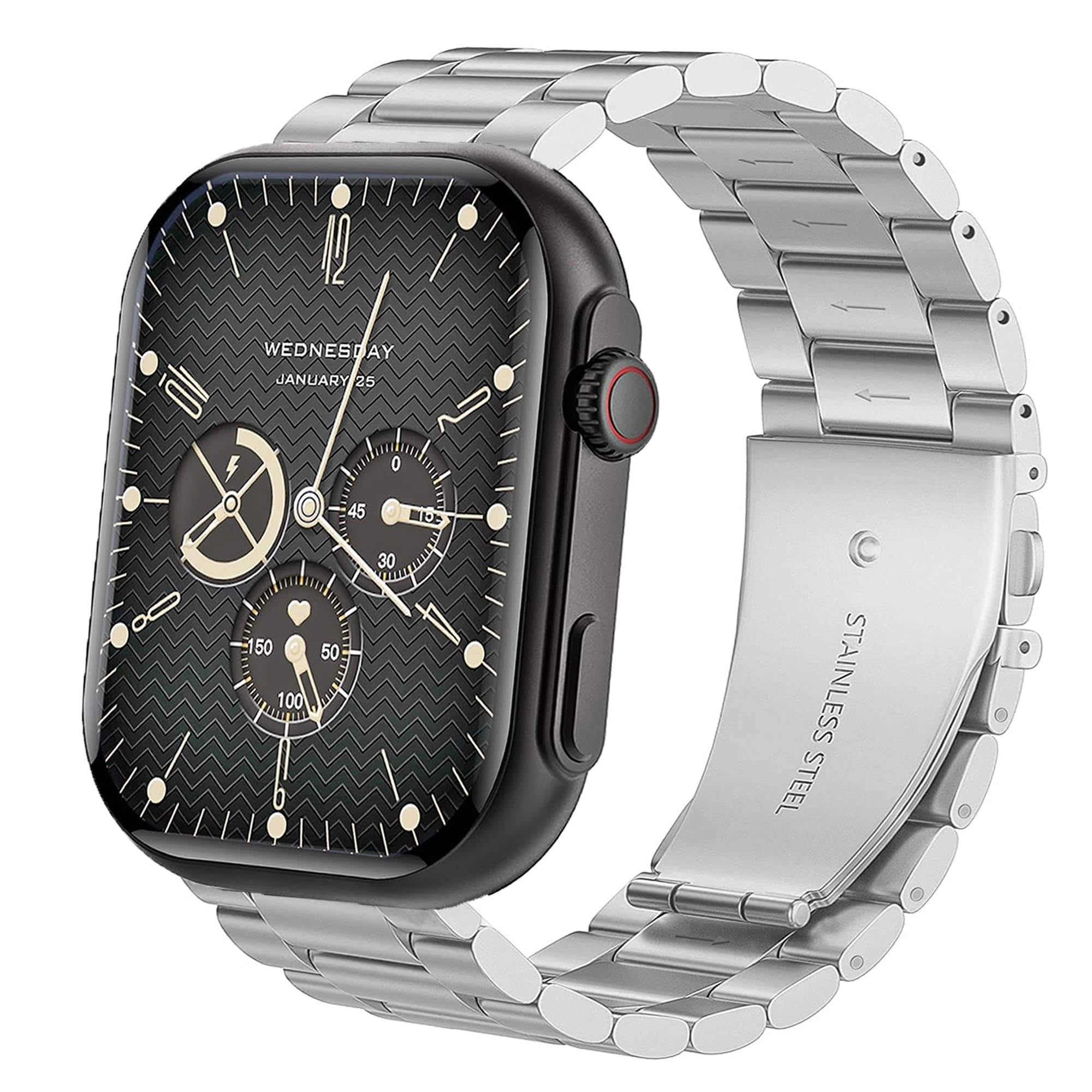 Blueshaweu Watch Band for HOLALEI ZL80 2.01" - Stainless Steel Silver