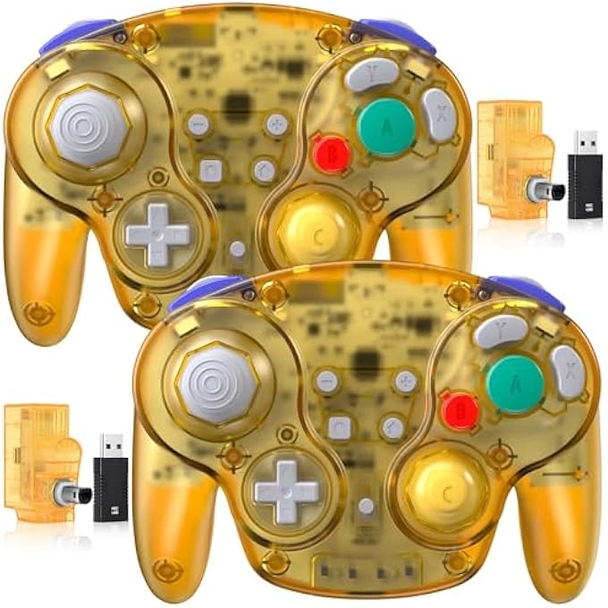 rayihni SWITCH2 PRO CONTROLLER - CLEAR YELLOW FOR NGC GAMECUBE CONSOLE, SWITCH/SWITCH OLED/ SWITCH2, PC, STEAM DECK, PC