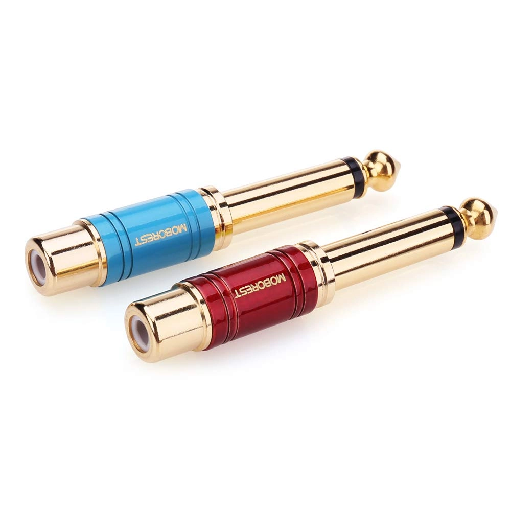 1/4" Male to RCA Female Audio Adaptor - Pure Copper 6.35mm Mono Plug TS