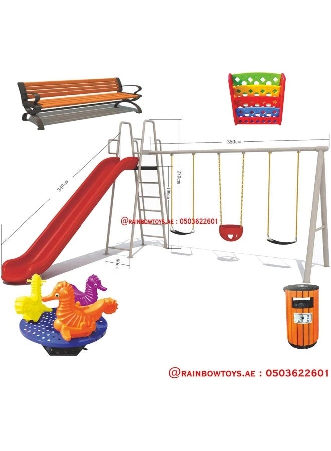 Multi Purpose Kids Outdoor Playing Equipments - 770x320x280cm 2+ Years