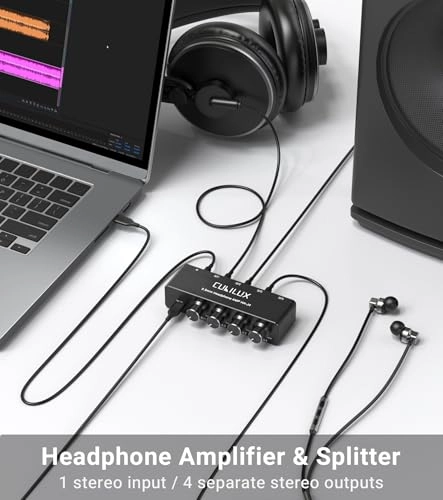 4-Way Headphone Amplifier - 3.5mm Independent Volume Control