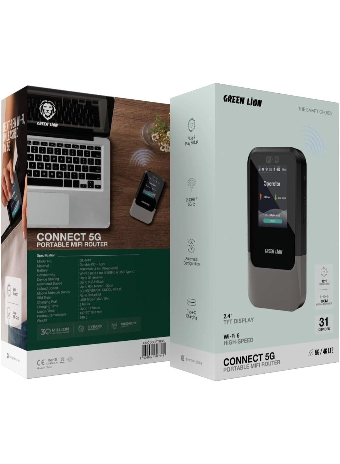 Connect 5G Portable MiFi Router - Wi-Fi 6 2.6 Gbps