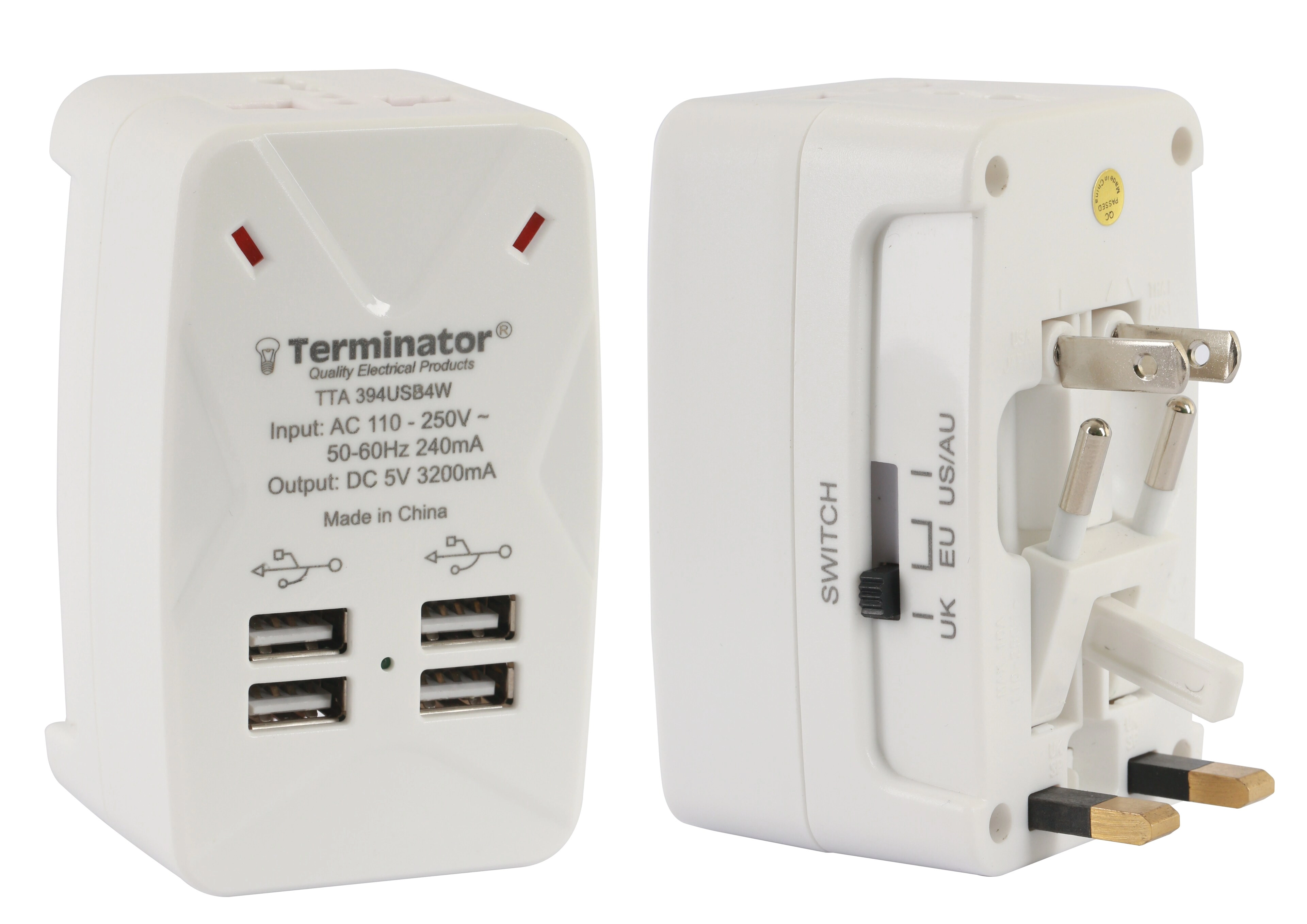 Terminator Travel Adaptor One - Universal Socket 4 USB