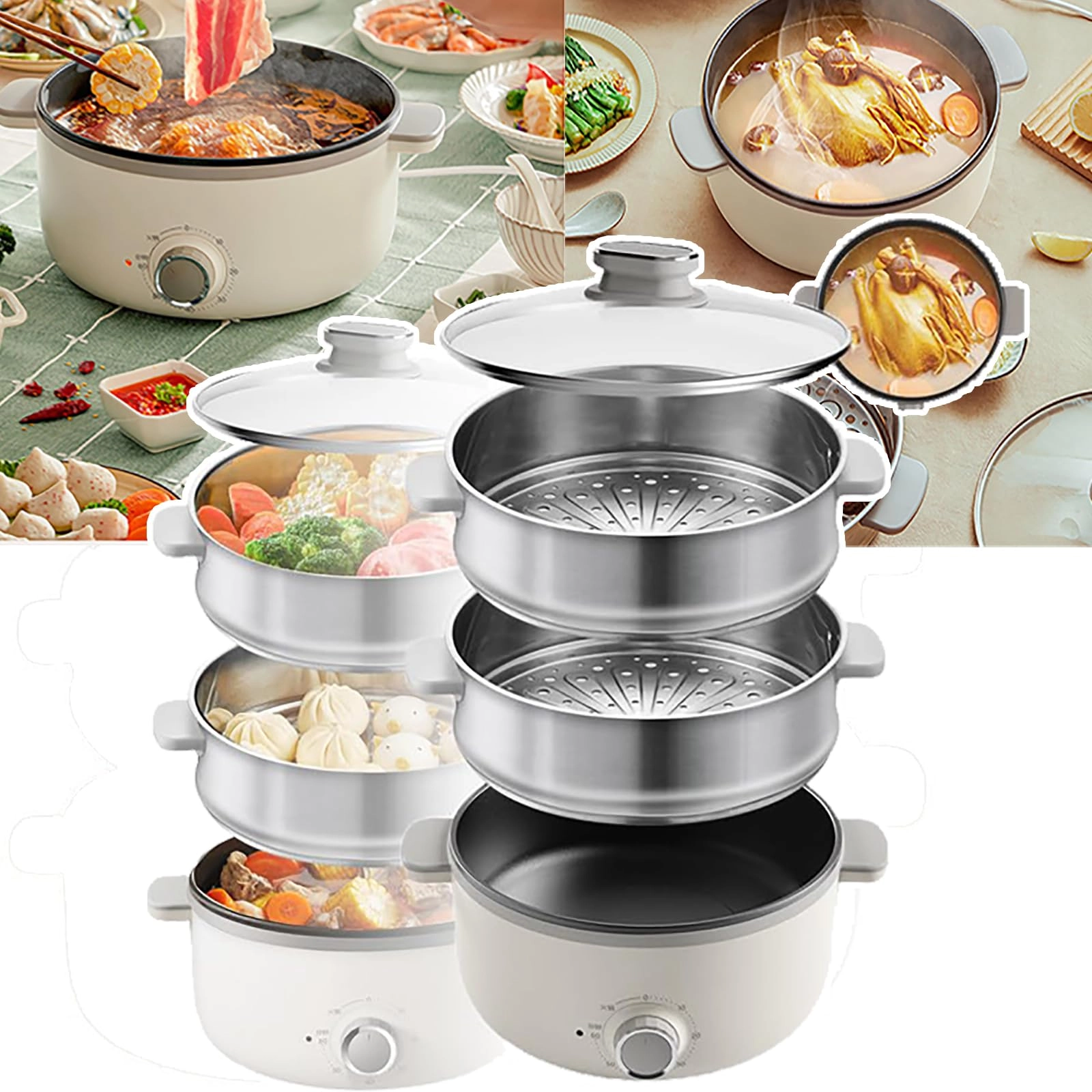 WHRCOY Electric Steamer Cooker - 13L