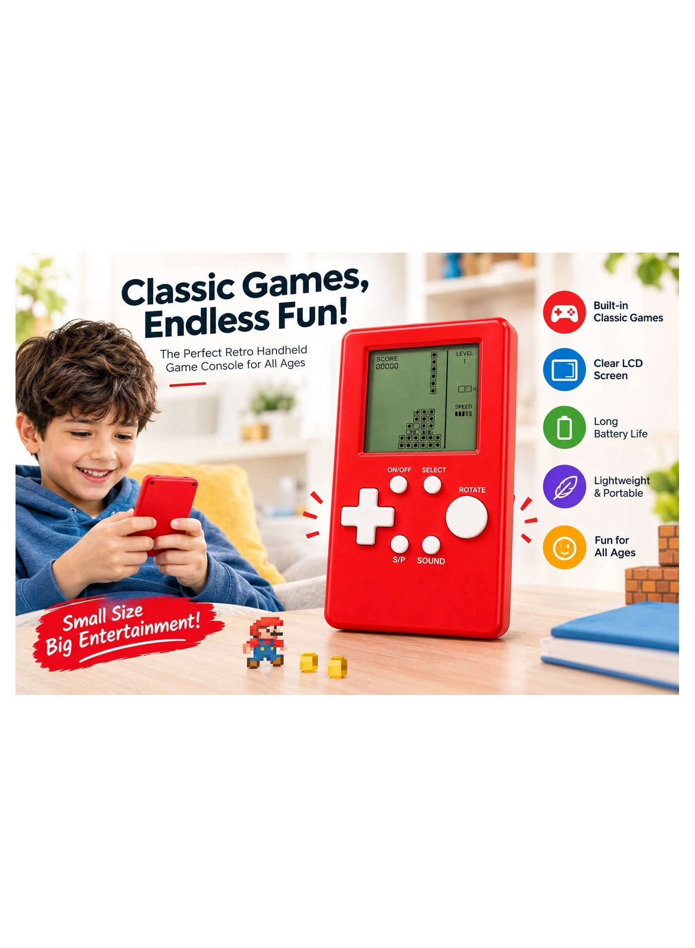 Mini Handheld Game Console - Portable LCD Screen