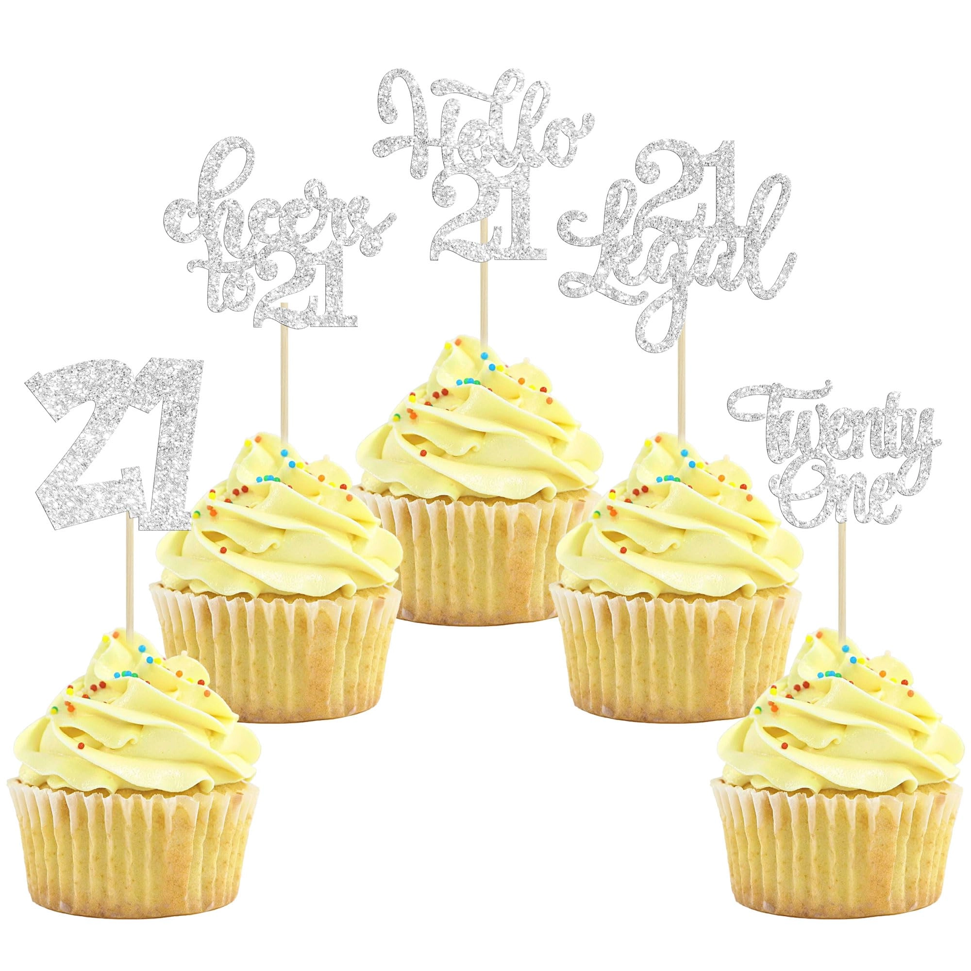 gyufise 21st Birthday Cupcake Toppers - 30Pcs