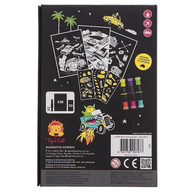 Neon Colouring Set Road Stars