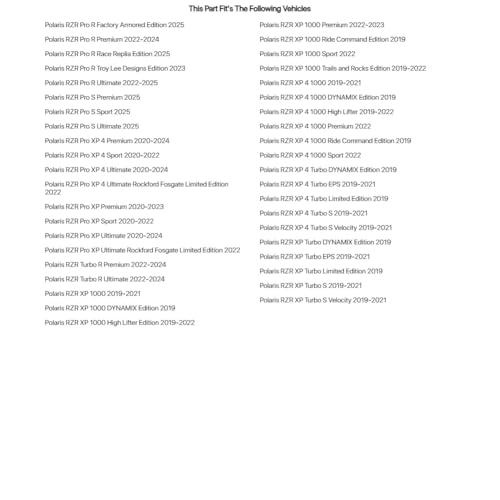 Front Camera Kit - 720P for Polaris RZR Pro XP 4 Ultimate Rockford Fosgate Limited Edition 2022