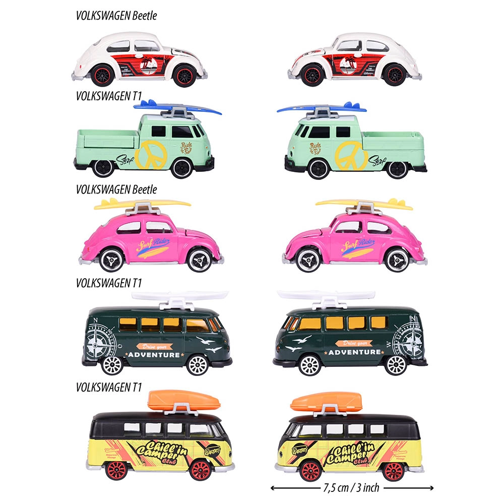 Volkswagen Beetle 1:64 + Volkswagen T1 1:64 - 5pcs