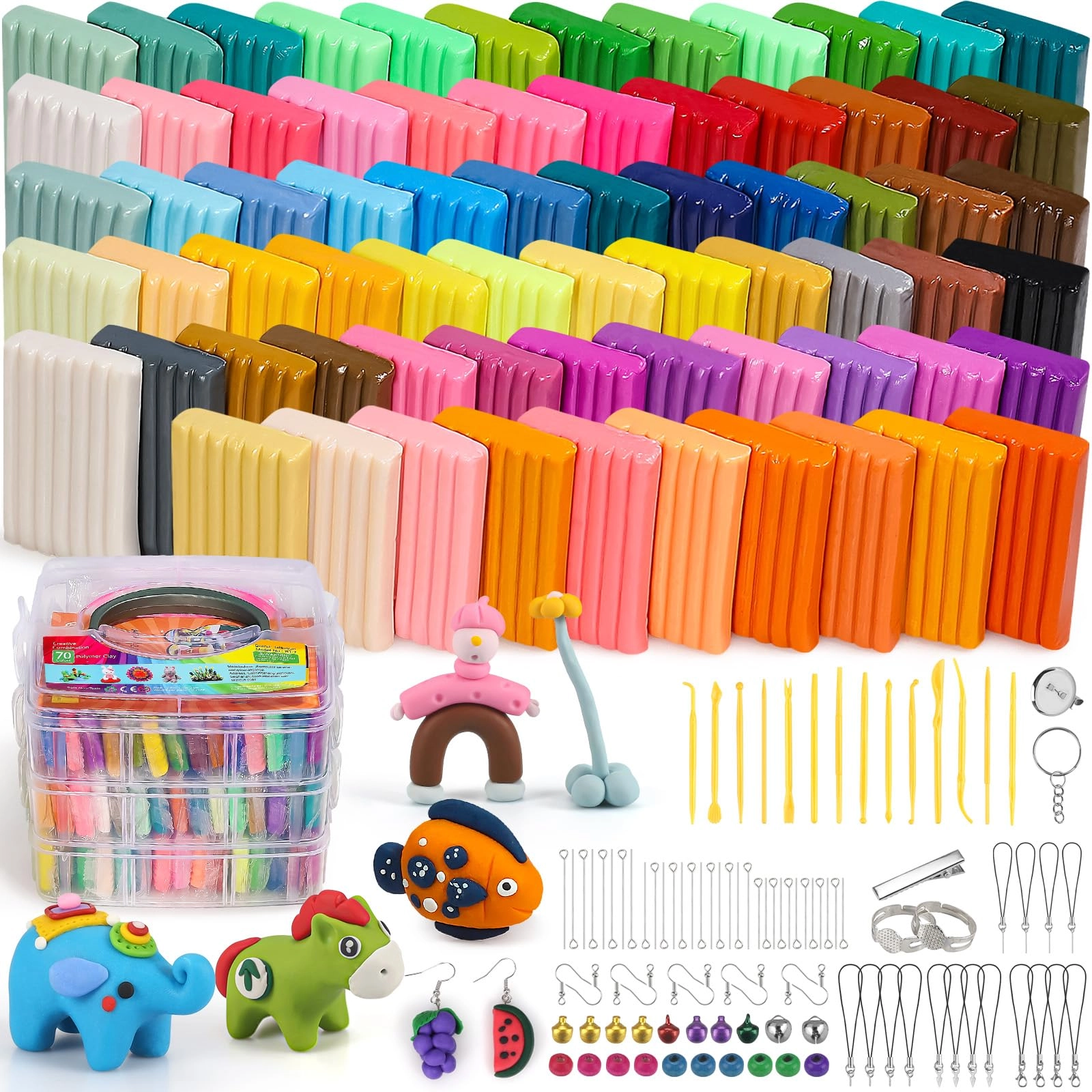 Ixiaoyoo Polymer Clay Set - Polymer Clay 1.27 kg 70 pcs.