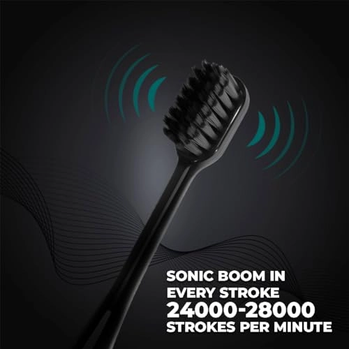 Super Sonic Electric Toothbrush - Charcoal Bristles Battery Powered 2 Cleaning Modes