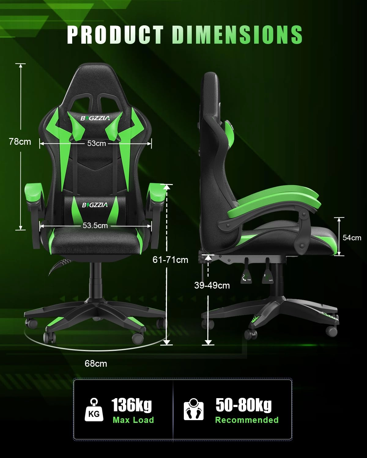 white LED gaming chair - RGB Reclining PU Leather