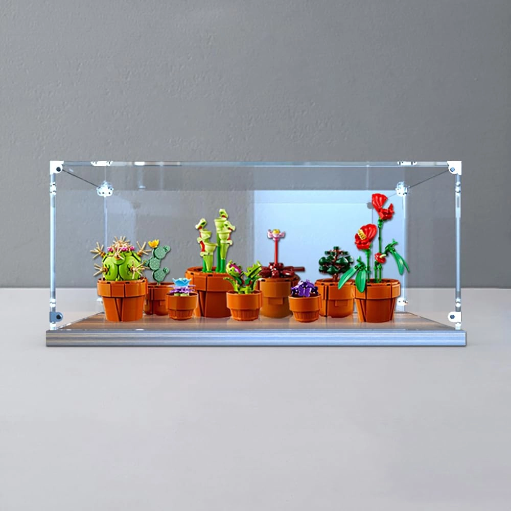 Acrylic Display Case - for Lego 10329 Tiny Plant Potting 45x20x20cm Walnut