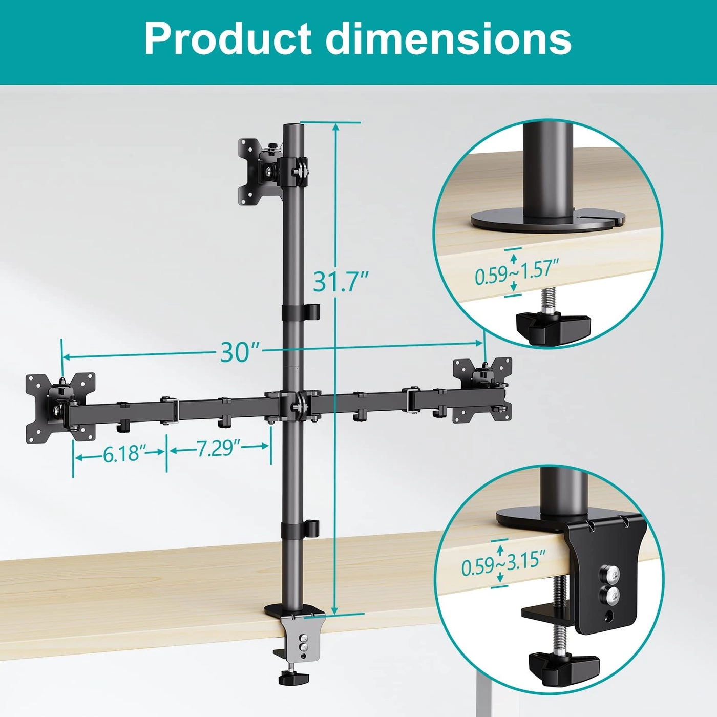 Triple Monitor Mount - 3 32 Inch 75x75mm 100x100mm