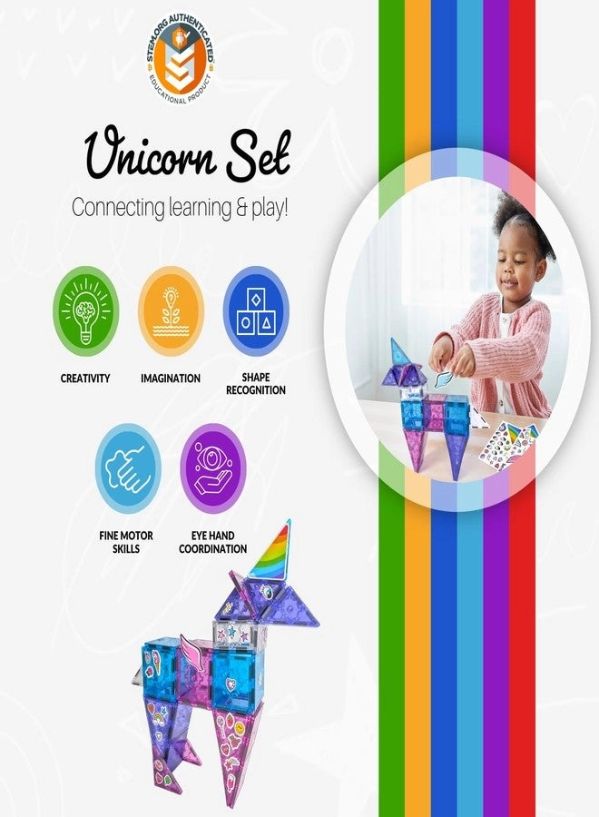 Ultimate Unicorn Magnetic Tiles Building Set - Includes Storage Bag