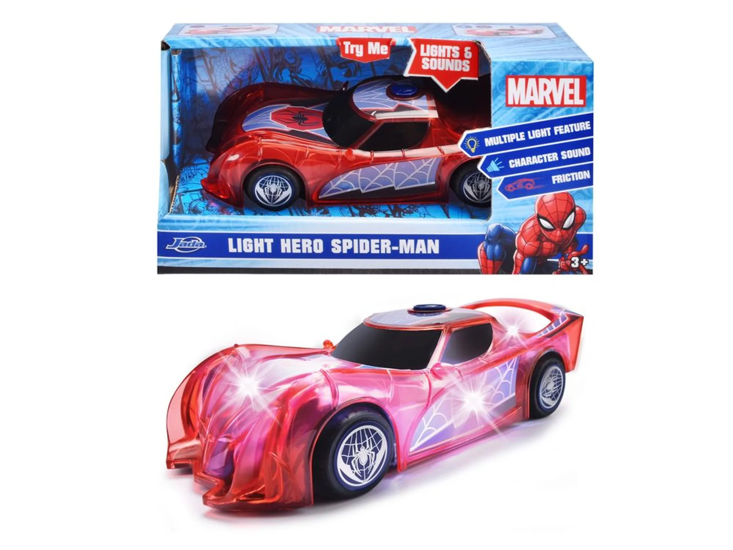 Light Hero Spiderman Car - 15 cm