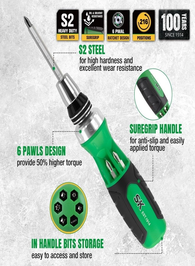 216-P Ratcheting - 12-in-1 Multi-Bit Screwdriver (12 Pcs)
