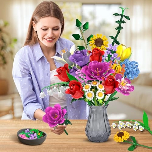 Flower Bouquet Building Set - 1065 pcs