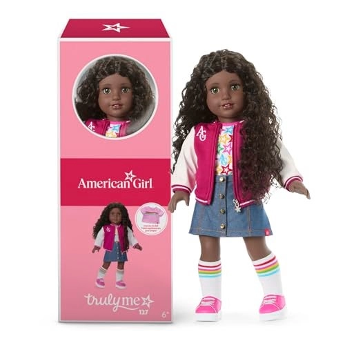 American Girl Truly Me 127 - 18inch Very Deep Skin Curly DarkBrown Hair Hazel Eyes Ages 6+