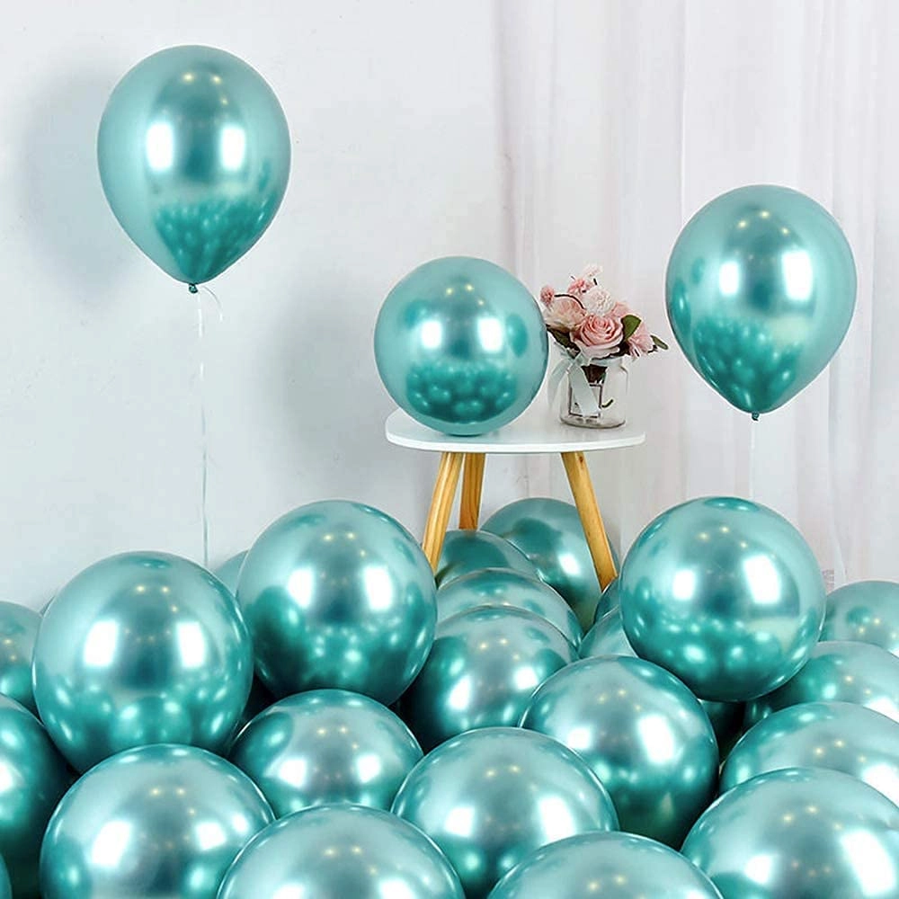 Party Time Trading LLC Metallic Chrome Balloons - 25-Pieces Baby Shower Bridal Shower Valentine's Day Wedding Birthday