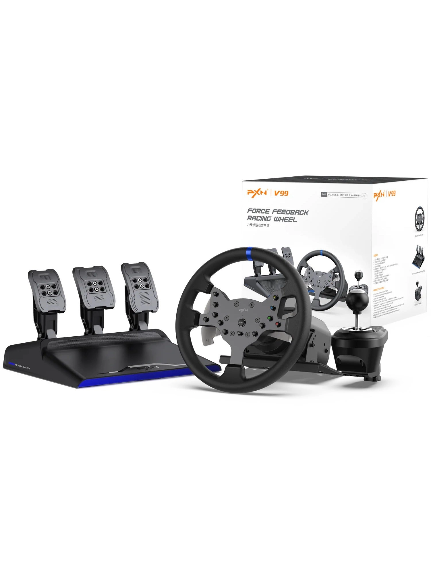 PXN V99 Racing Wheel & Pedals - PC PS4 PS3 Xbox One Xbox Series X/S