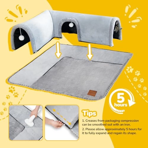 Cat Bed with Tunnel - 80L x 70W x 23H centimeters Cotton