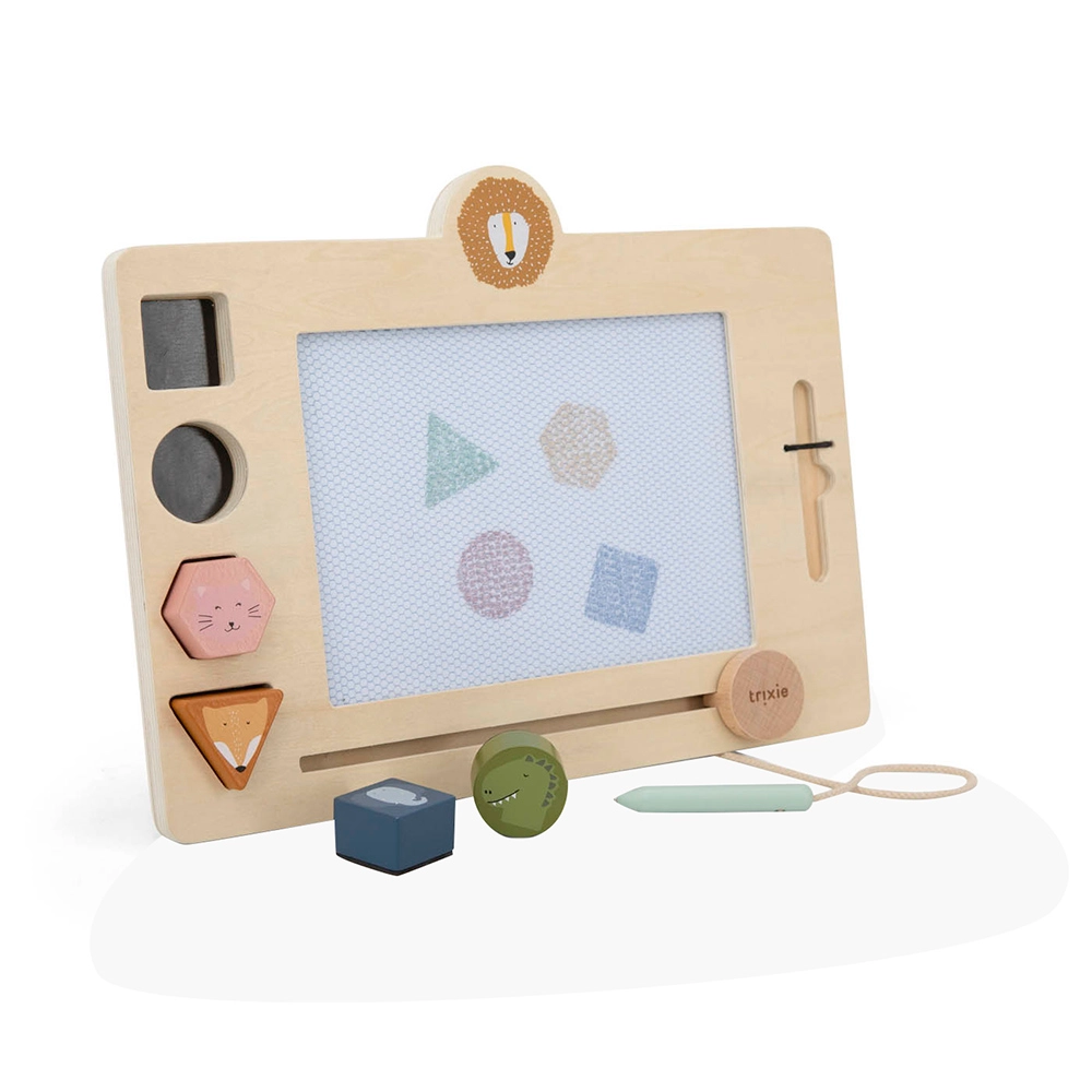 Wooden Drawing Board - magnetic animal stamps pen four colors