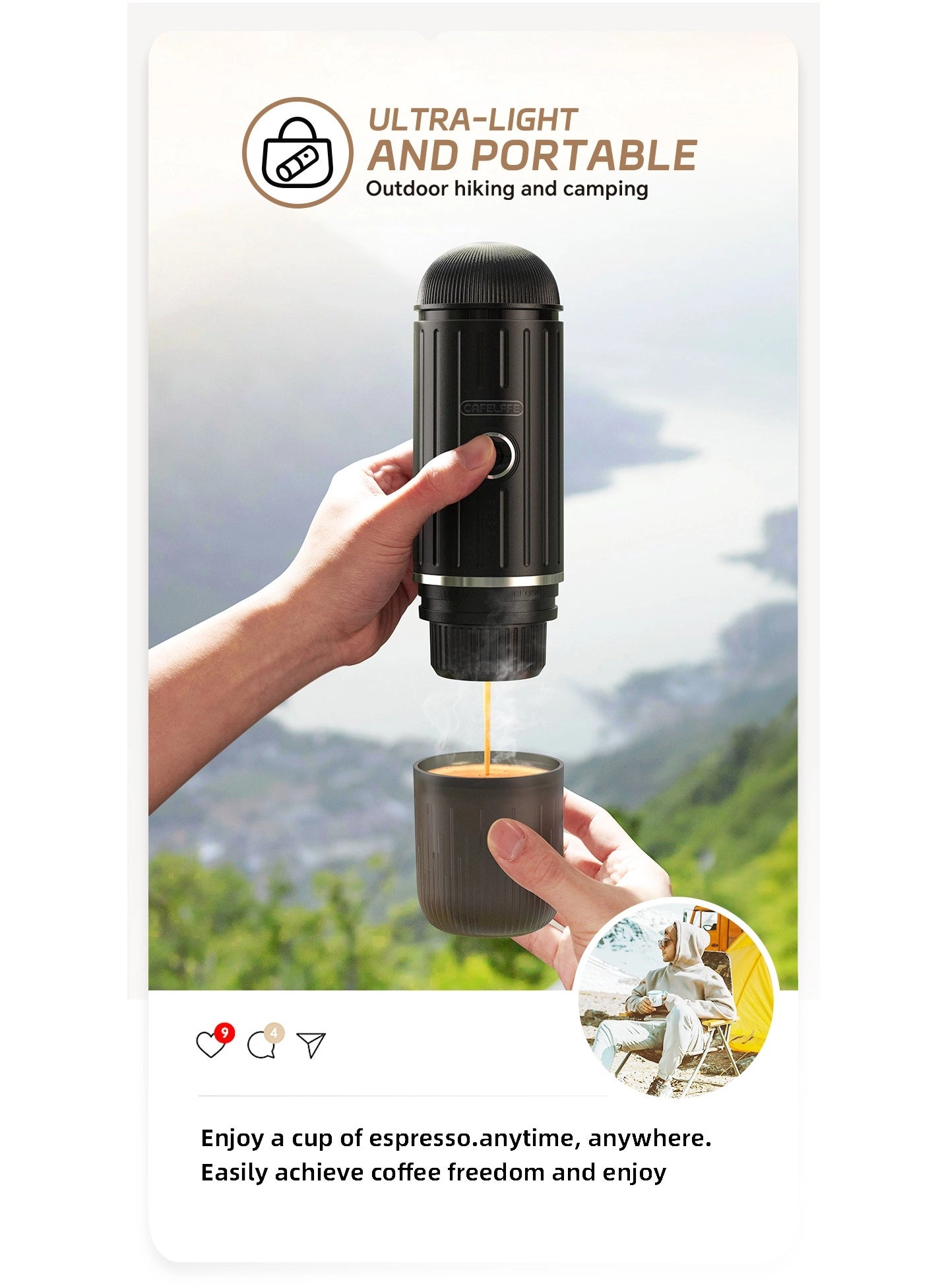 Portable Espresso Maker - 80 ml Capsule Coffee Maker Espresso Maker