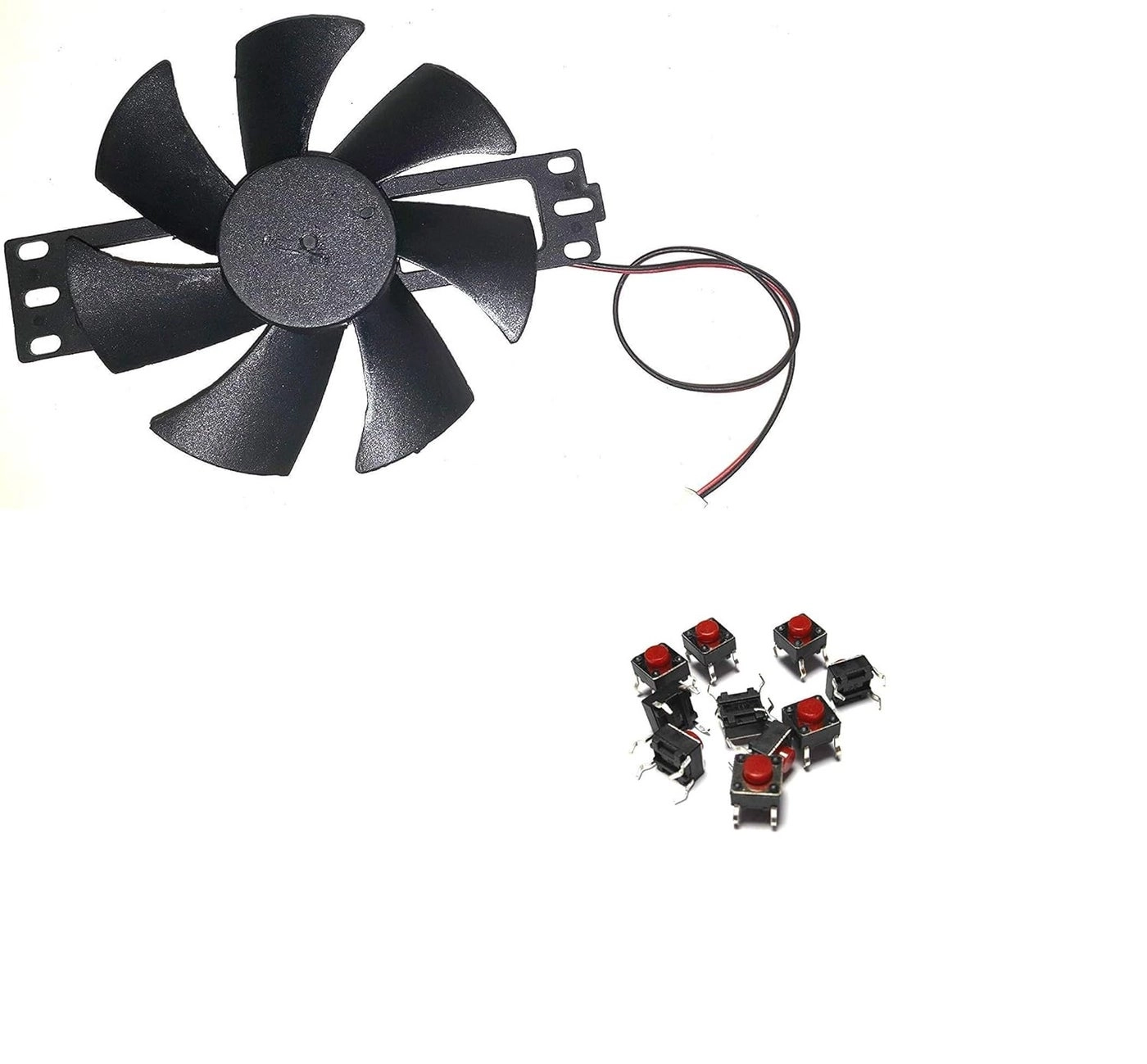 e-INFINITY DC 18V Brushless Cooling Fan + 5x6x6 mm Push Switch - 10 pcs