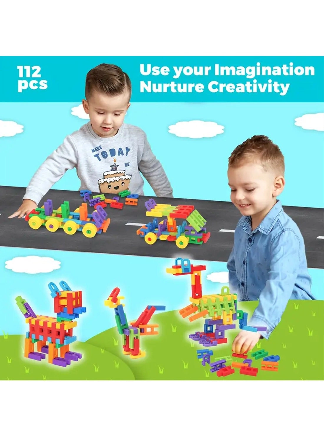 DIY Plastic 3D Building Blocks - 216 pcs