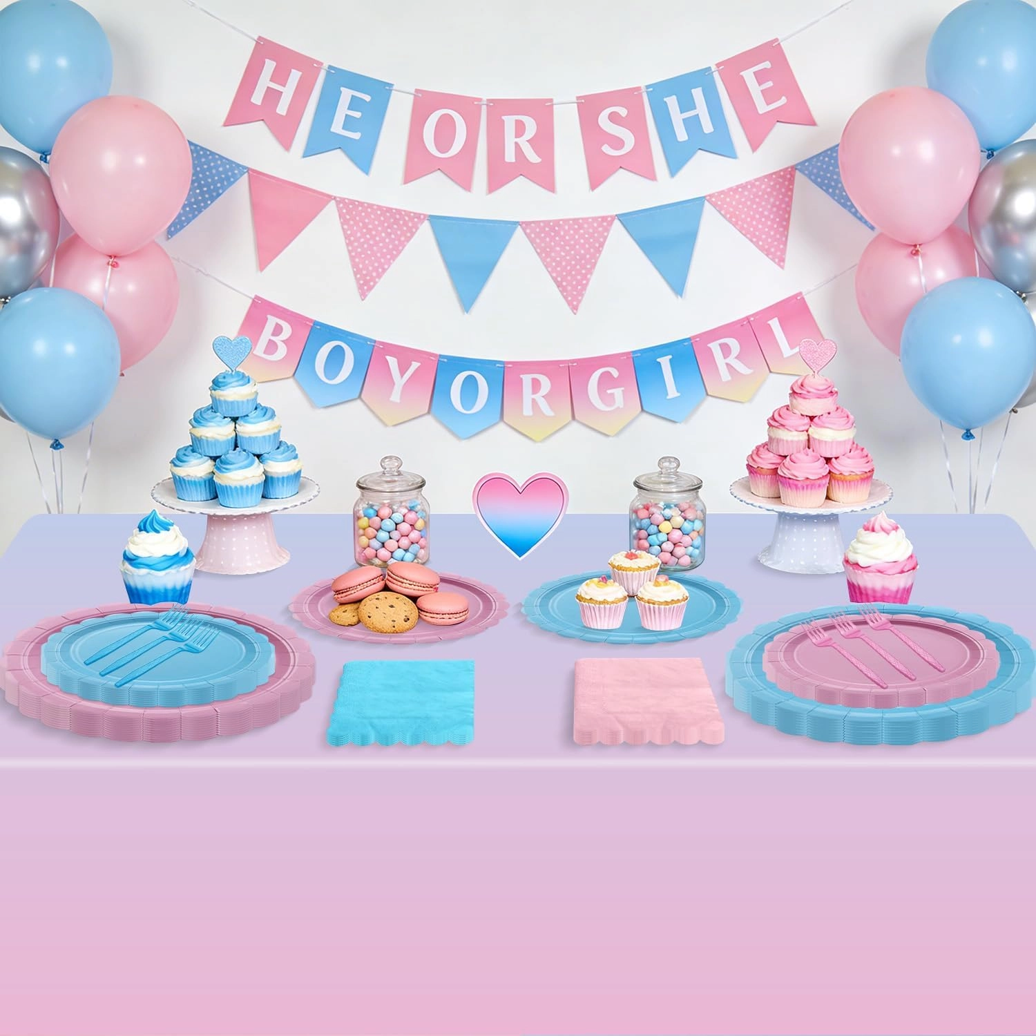 Gender Reveal Party Supplies Set - 81 Count