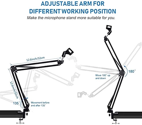 Mic Stand + Mic Clip Holder + Table Mounting Clamp + Pop Filter