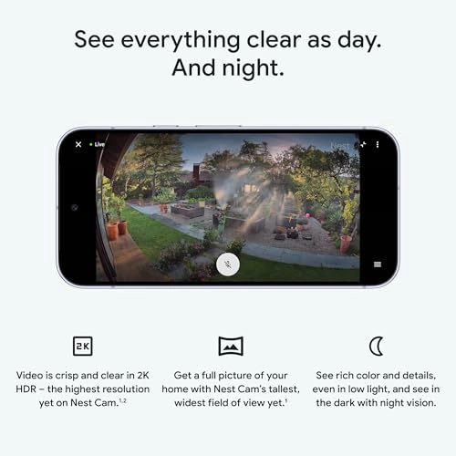 Nest Cam Outdoor (Wired, 2nd Gen) - 2K HDR Pack