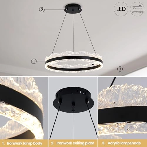 Single Ring White LED Chandelier - 3000K-6000K Dimmable