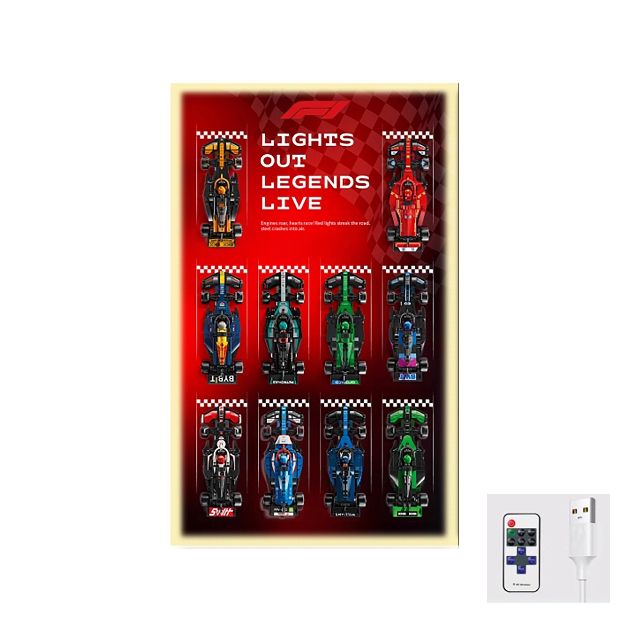 Wall Mount Display Stand - for Lego 77242-77251 Racing Car 50 x 80 CM