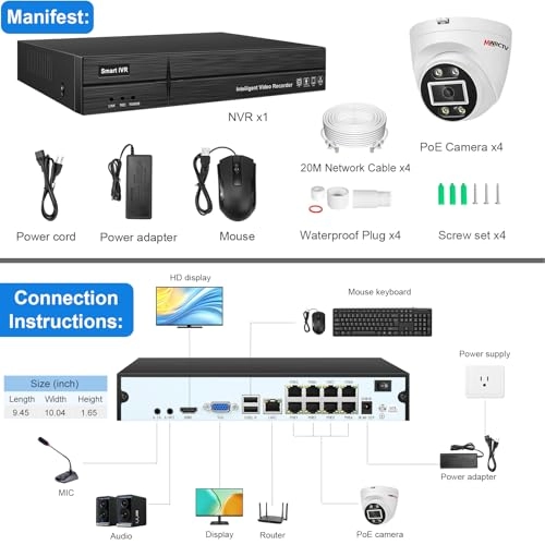 4MP PoE Camera + 8 Port PoE 16CH 4K NVR