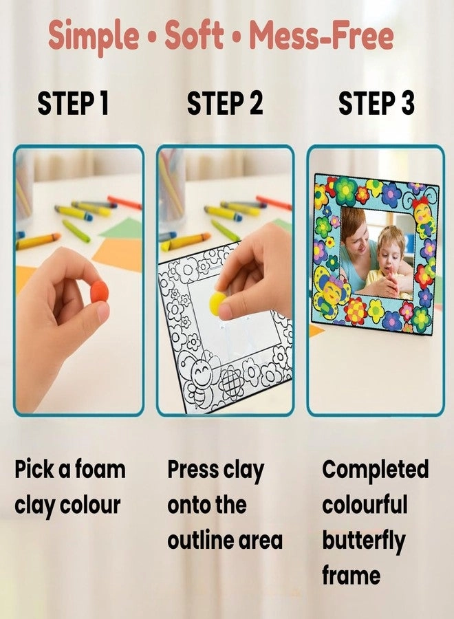 Fancy Frame - Butterfly Design DIY Kit 5 Foam Clay Colours Photo Frame