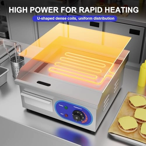 Electric Griddle - 1500W 14 inch Stainless Steel