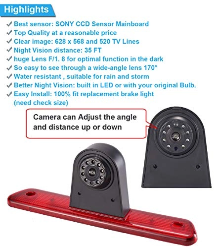 Brake Light Reversing Camera - Night Vision 1280 x 720 pixels