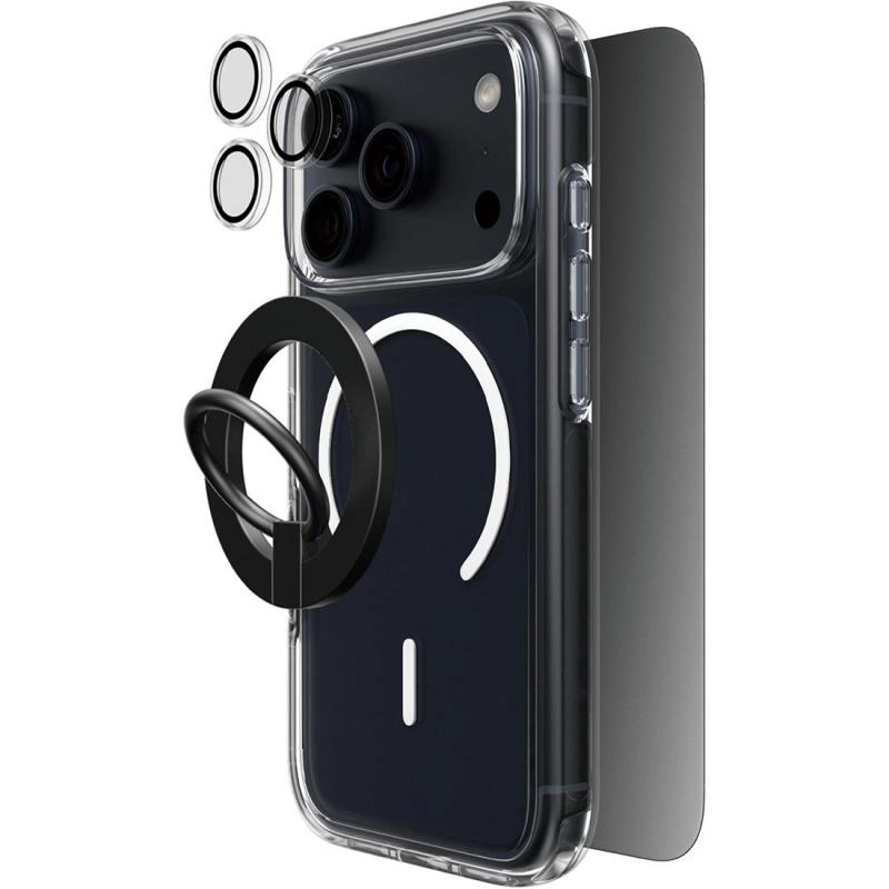 Clear Case - MagSafe for iPhone 17 + Privacy Tempered Glass + Camera Lens Protector + Magnetic Stand