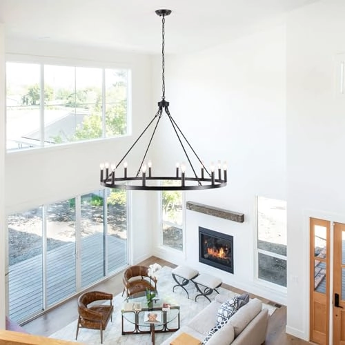 Wagon Wheel Chandelier - 31.49 to 90.55inch