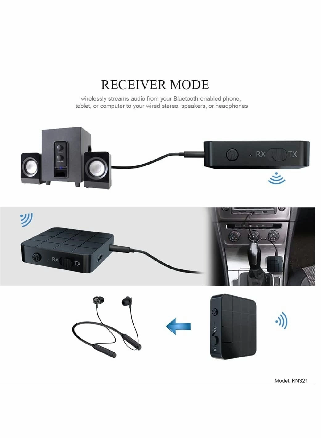 Bluetooth Aux Adapter - Bluetooth 5.0 3.5mm USB charging