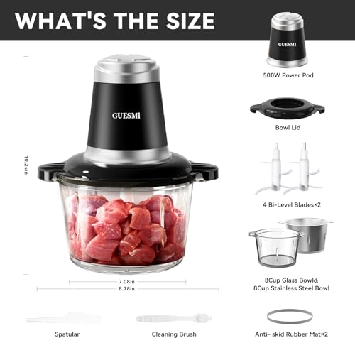 Food Processor - 8 Cups+8 Cups Electric