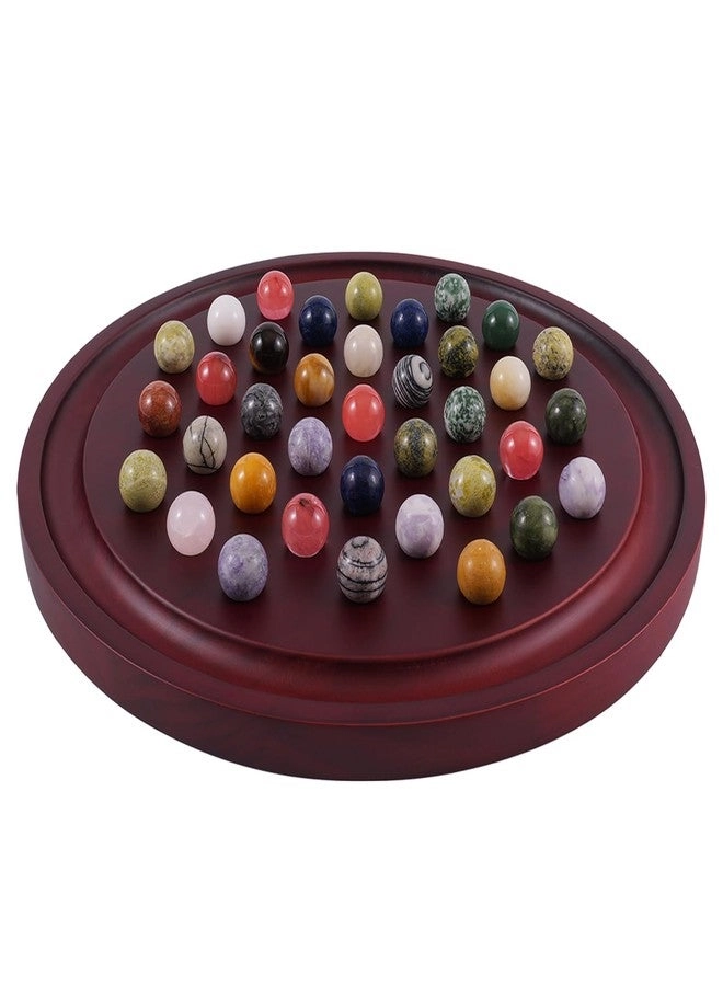 HOROW Marble Solitaire - Wooden 36 Natural Stone Marbles
