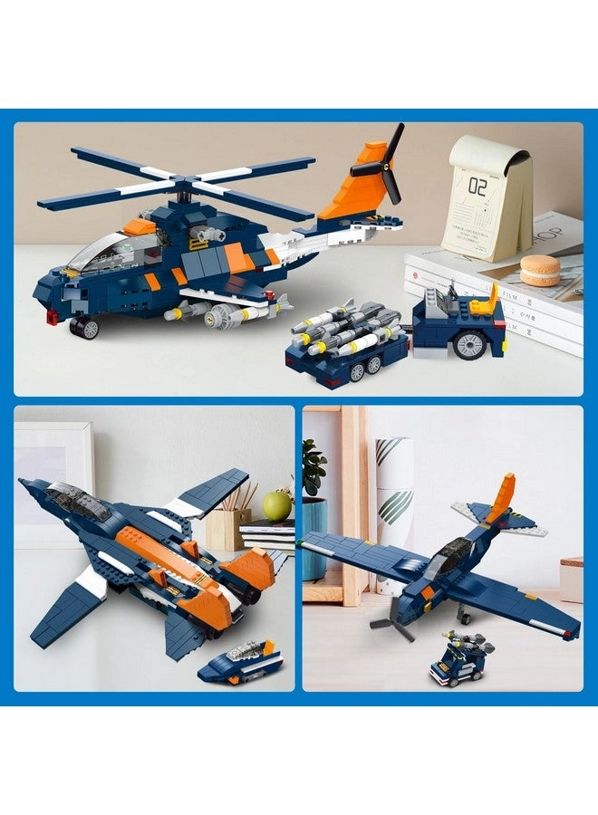 Fighter Jet Plane + Military Propeller Aircraft Gunship + Vehicle Rocket Launcher Speedboat